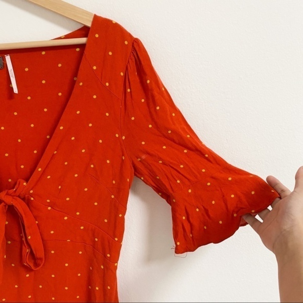 Free people all yours polka dot front tie mini dress - Picture 5 of 13